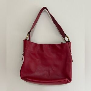 Tosca Blu Red Leather Handle Shoulder Bag Purse with Brass Accents